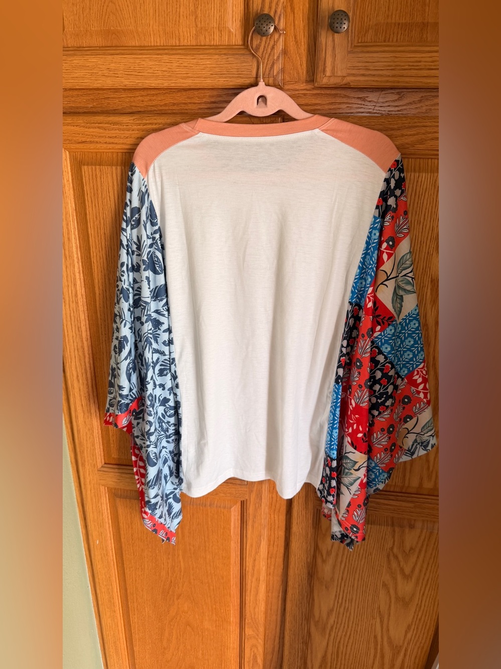Boho Desert 3/4 Sleeve Tops Floral Print Ponchos Crewneck Loose Western Shirt L - Picture 4 of 5